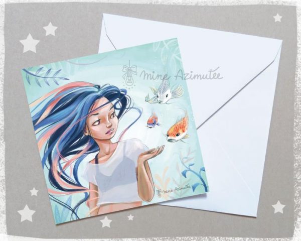 carte-carree-12x12-dessin-sirene-carpes-koi