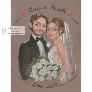 Portrait Spécial Mariage, au Pastel sec, en Couleur