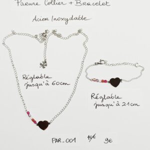PAR-001- Ensemble Collier + bracelet Acier Inoxydable