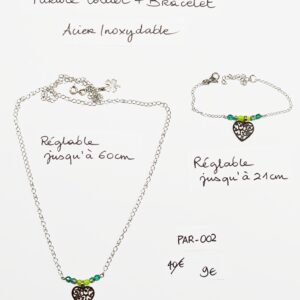 PAR-002- Ensemble Collier + bracelet Acier Inoxydable