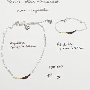 PAR-003- Ensemble Collier + bracelet Acier Inoxydable