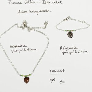 PAR-004- Ensemble Collier + bracelet Acier Inoxydable
