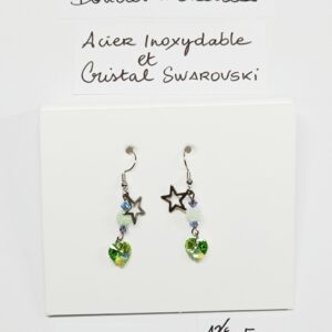 BO-001- Boucle d'oreilles Acier Inoxydable et Cristal Swarovski