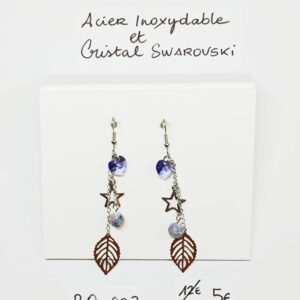 BO-003- Boucle d'oreilles Acier Inoxydable et Cristal Swarovski