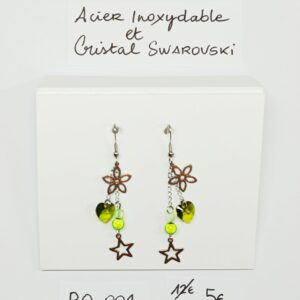 BO-004- Boucle d'oreilles Acier Inoxydable et Cristal Swarovski