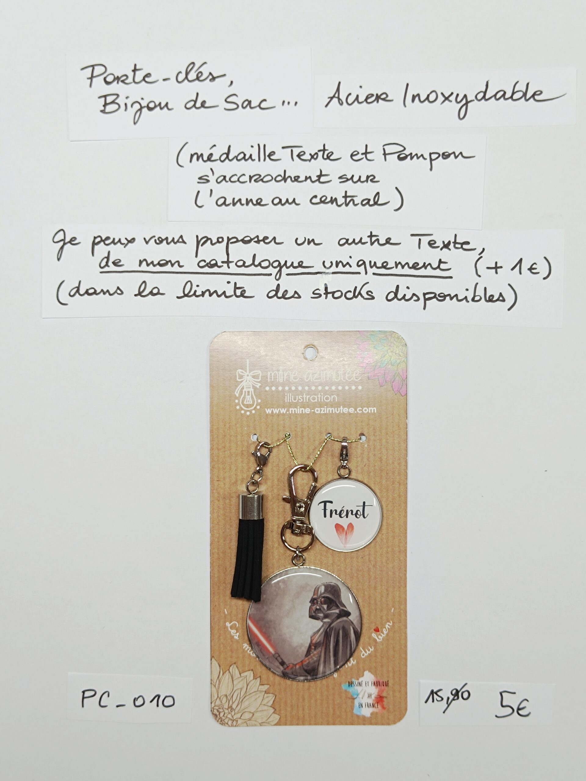 PC-010- Porte-clés/Bijou de sac Acier Inoxydable