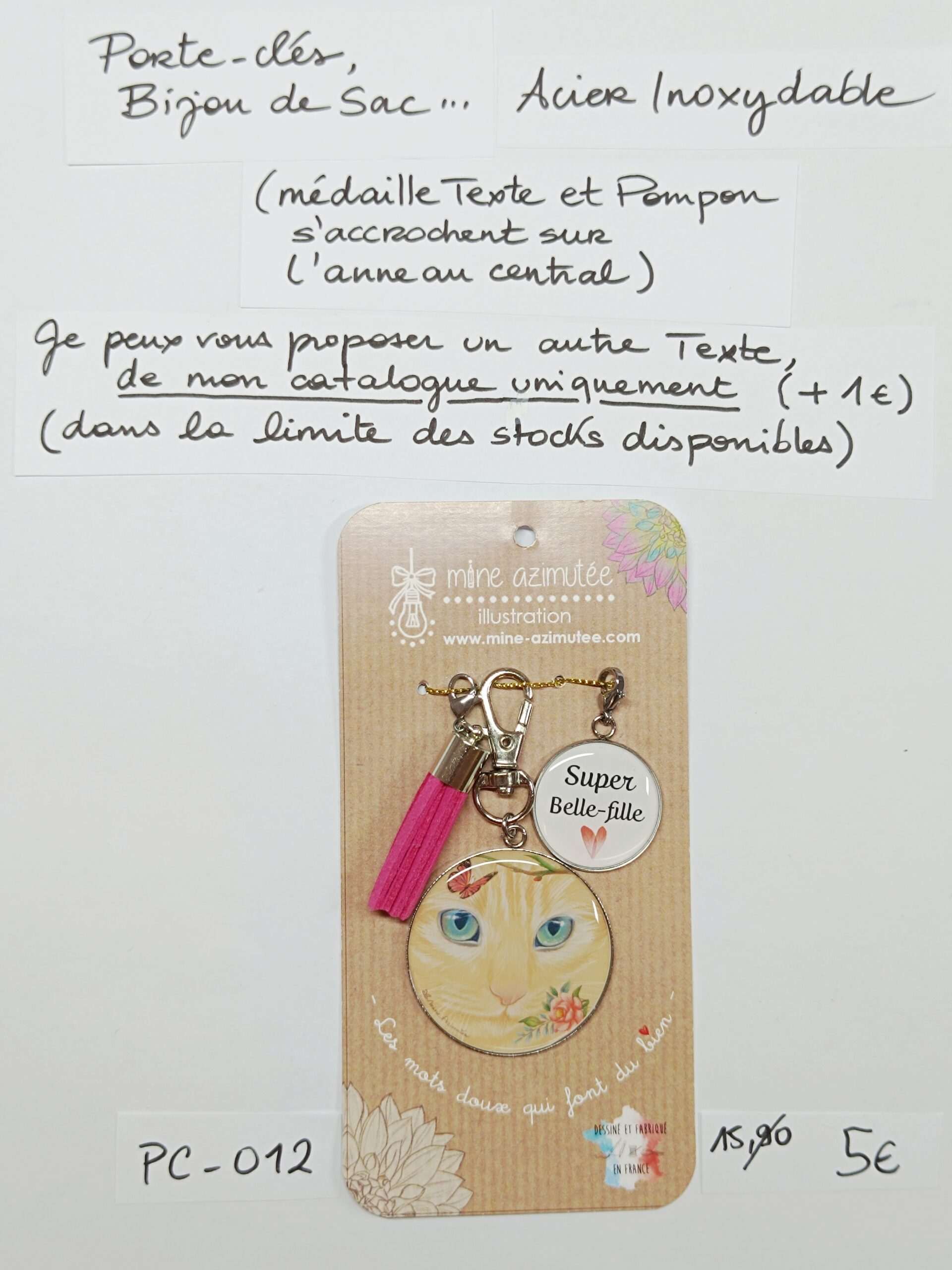PC-012- Porte-clés/Bijou de sac Acier Inoxydable