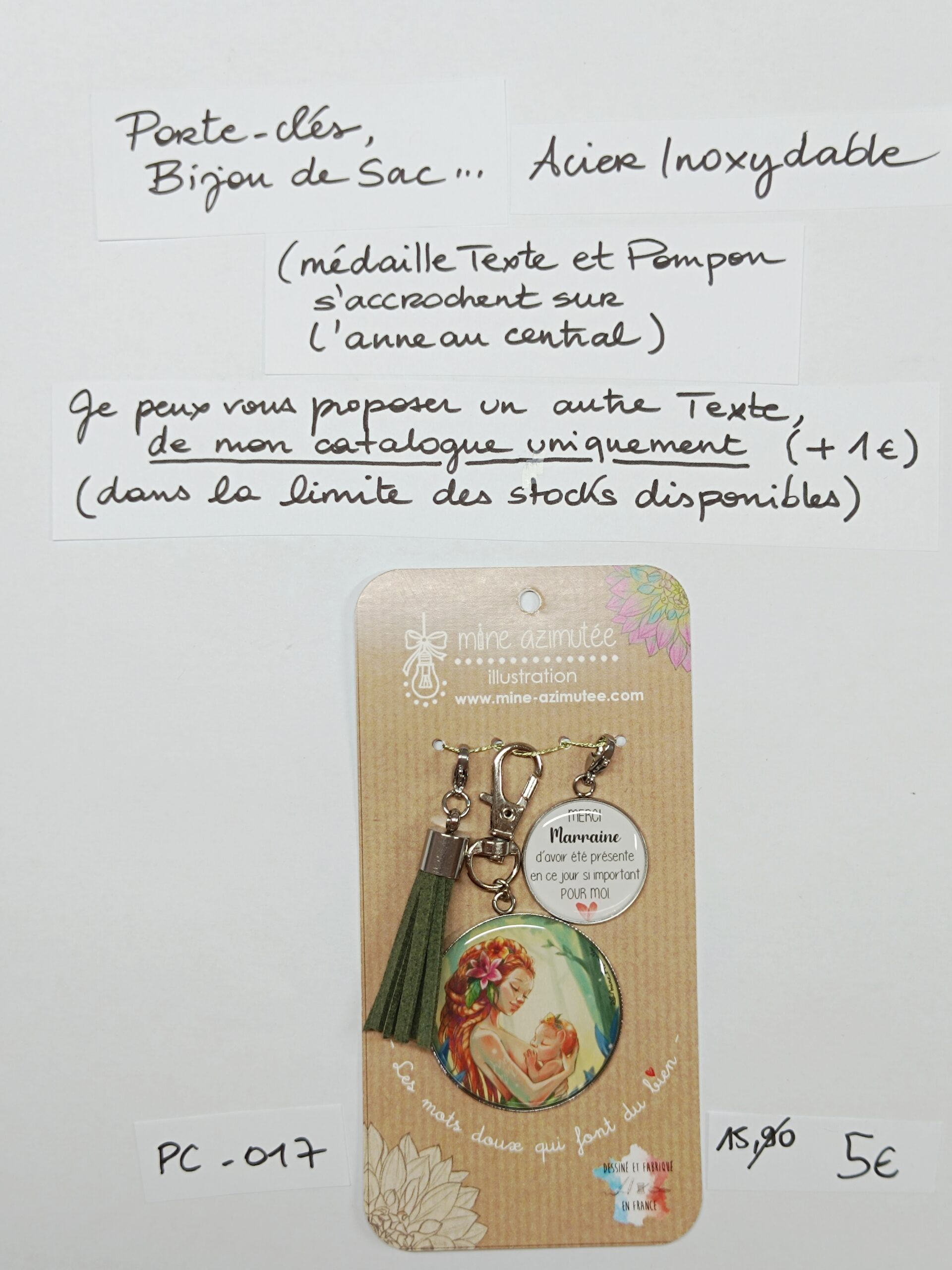 PC-017- Porte-clés/Bijou de sac Acier Inoxydable
