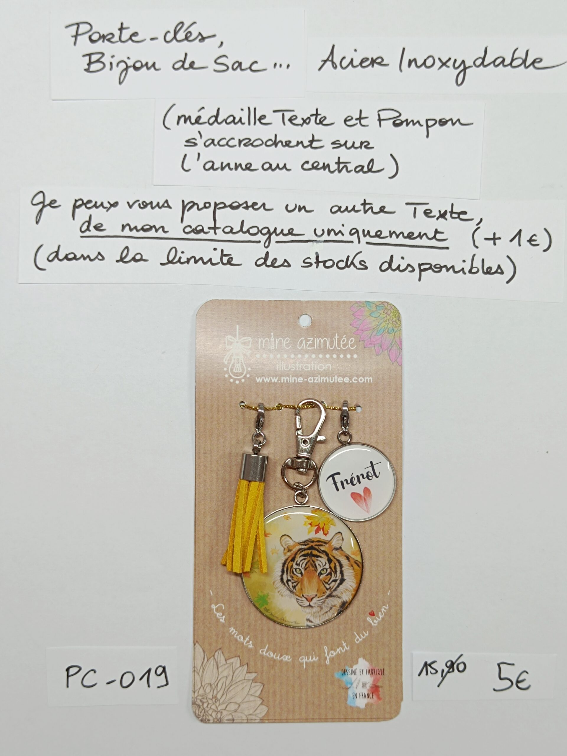 PC-019- Porte-clés/Bijou de sac Acier Inoxydable