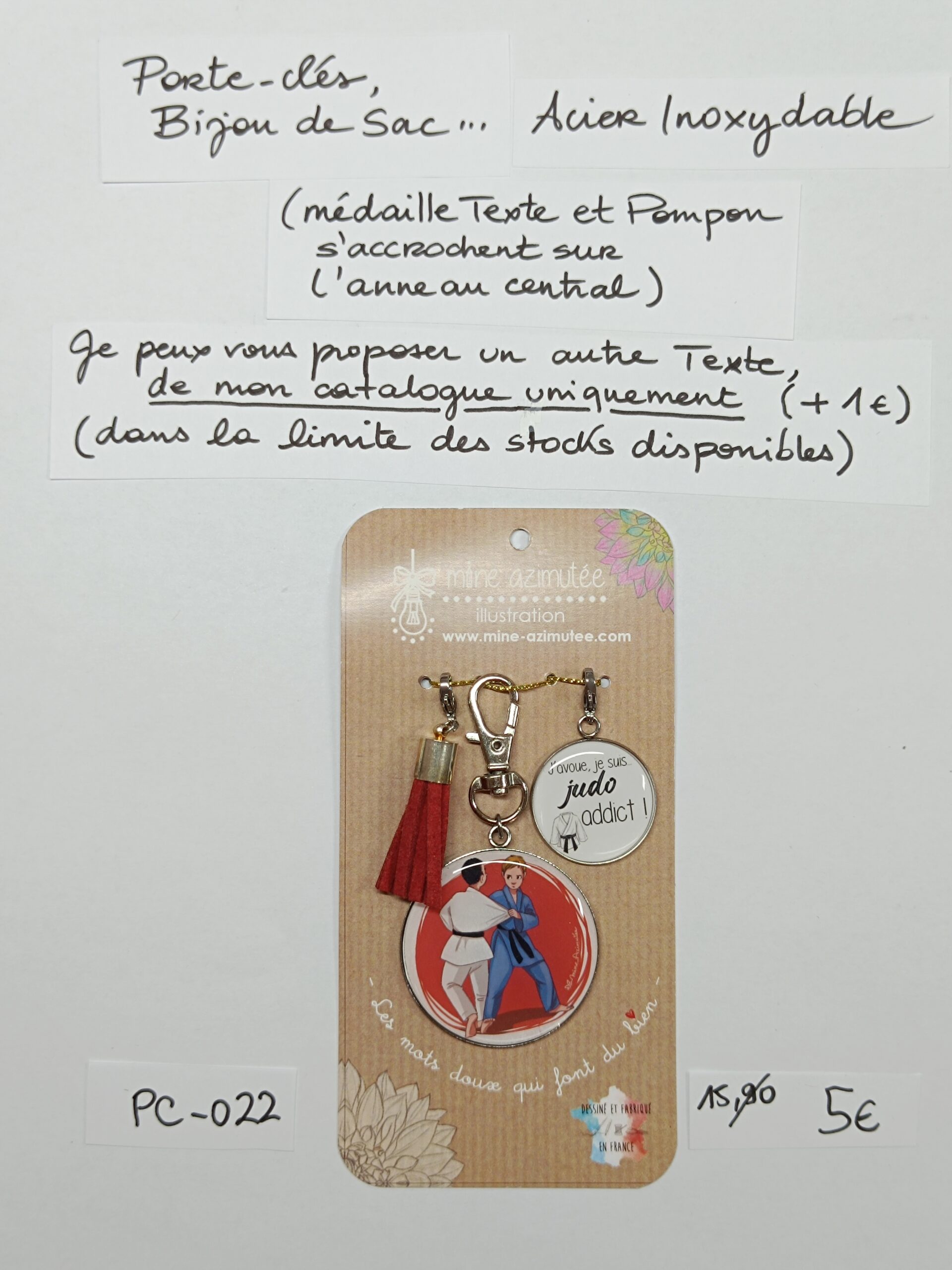 PC-022- Porte-clés/Bijou de sac Acier Inoxydable