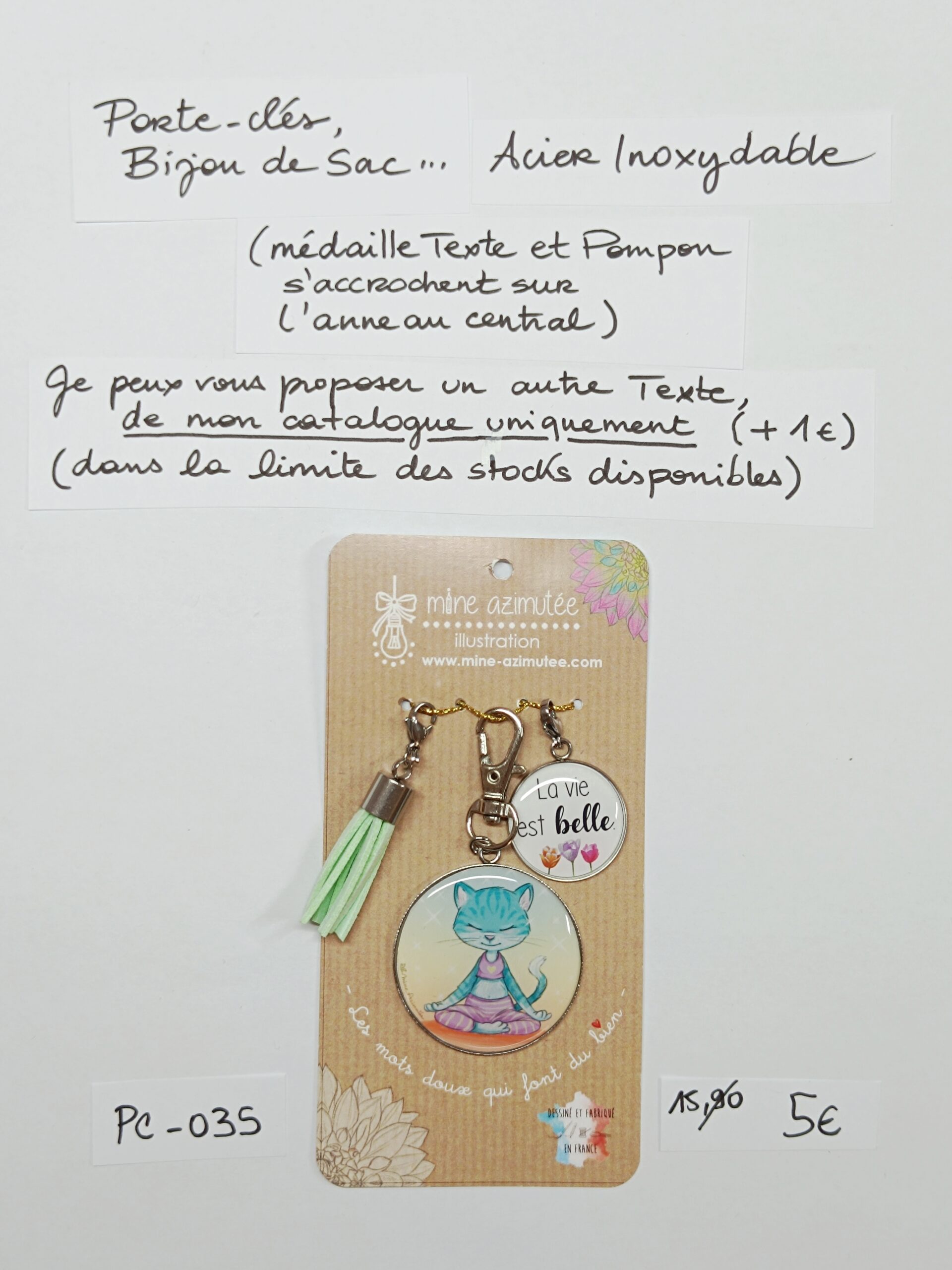 PC-035- Porte-clés/Bijou de sac Acier Inoxydable