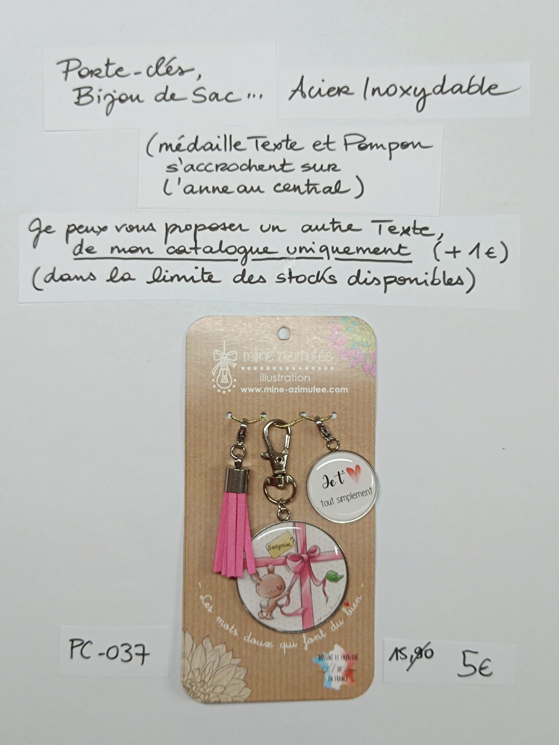 PC-037- Porte-clés/Bijou de sac Acier Inoxydable