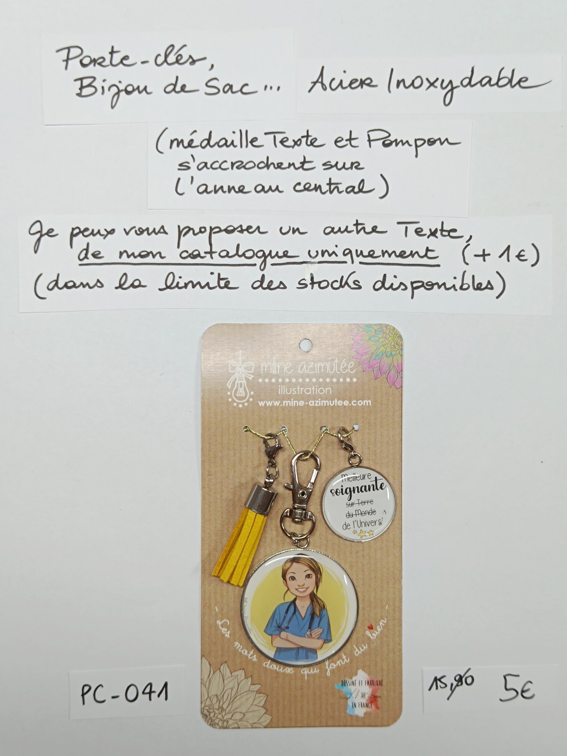 PC-041- Porte-clés/Bijou de sac Acier Inoxydable