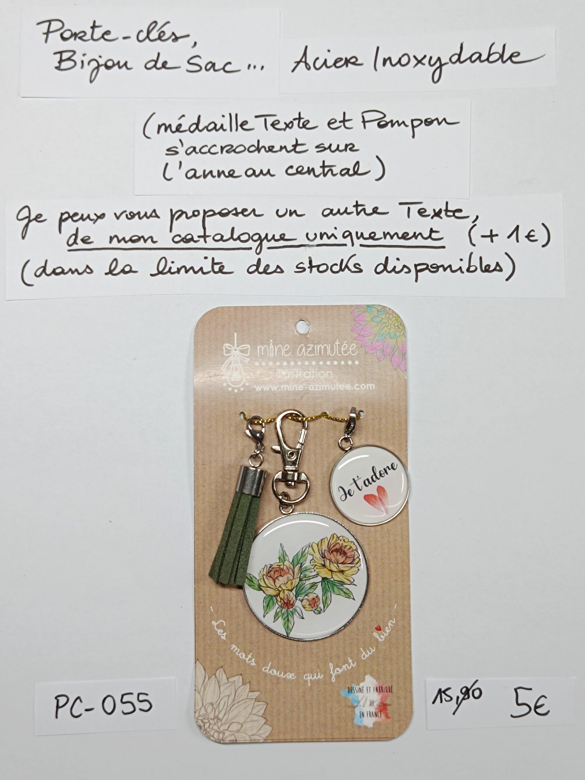 PC-055- Porte-clés/Bijou de sac Acier Inoxydable