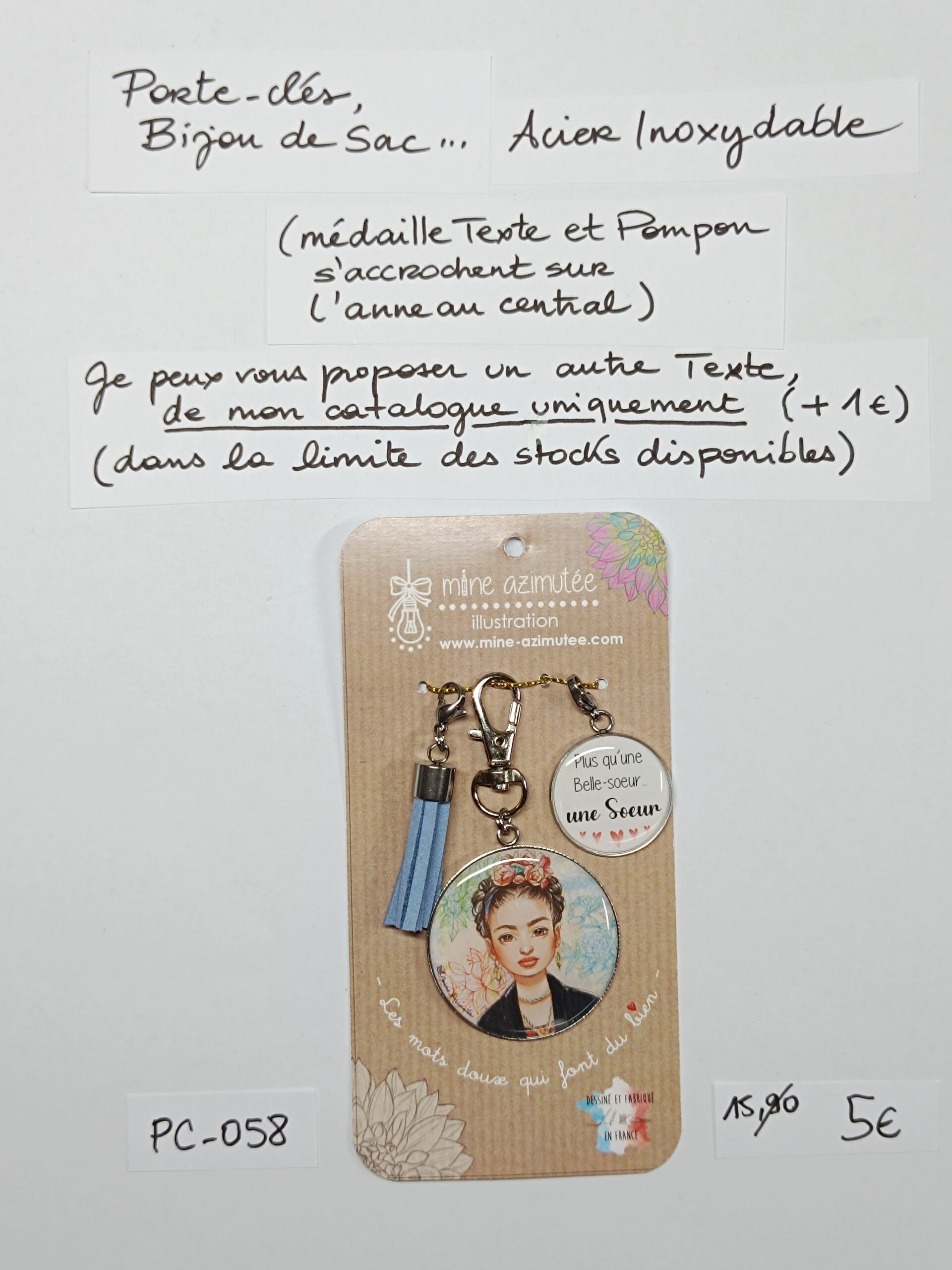 PC-058- Porte-clés/Bijou de sac Acier Inoxydable