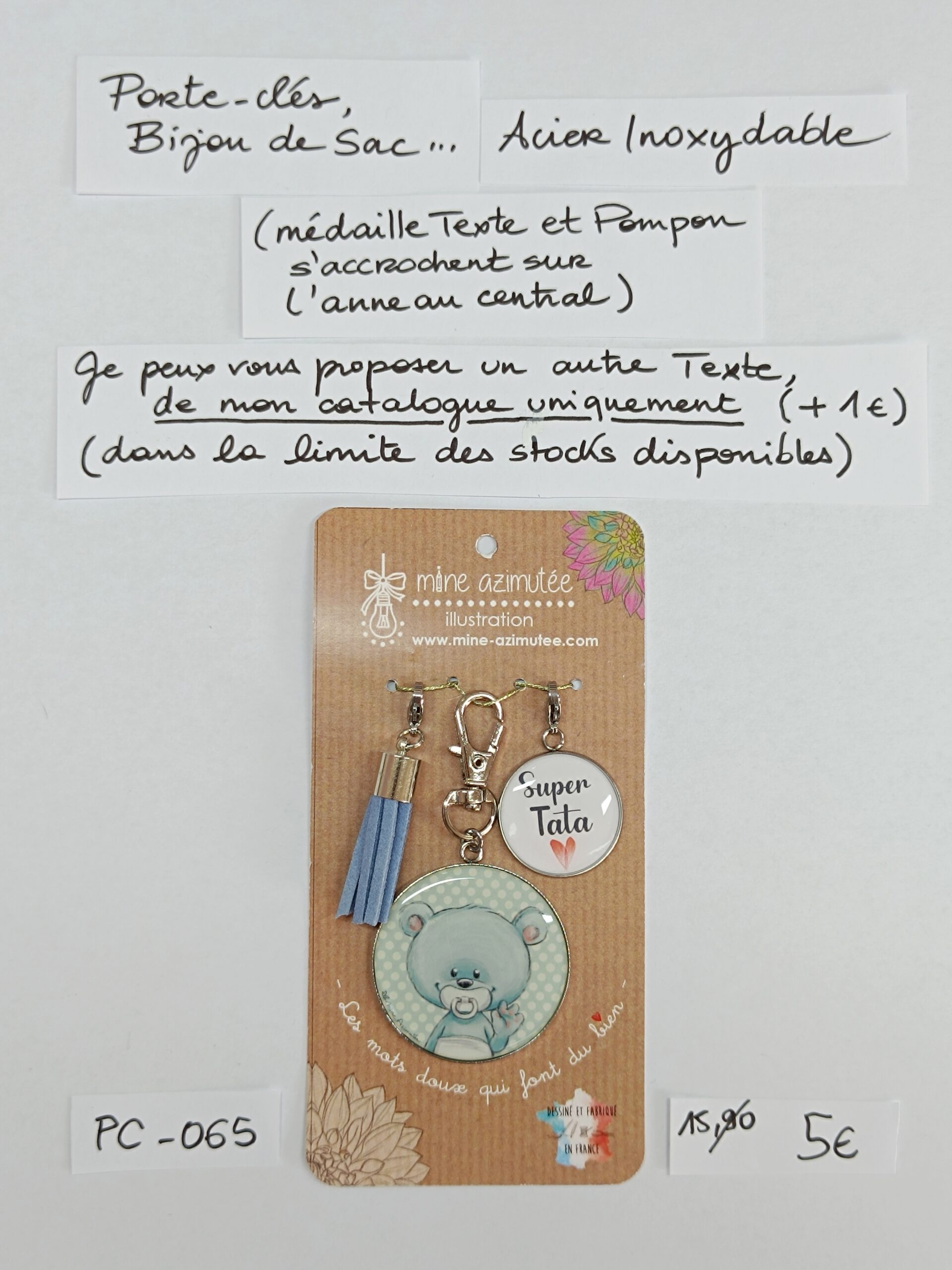 PC-064- Porte-clés/Bijou de sac Acier Inoxydable