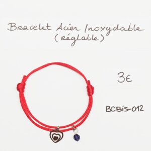 BCBIS-012- Bracelet cordon Acier Inoxydable et perle