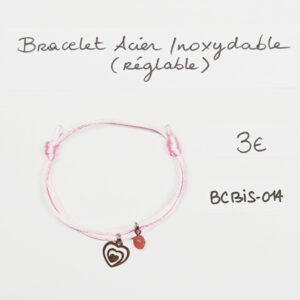 BCBIS-014- Bracelet cordon Acier Inoxydable et perle