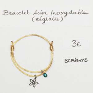 BCBIS-015- Bracelet cordon Acier Inoxydable et perle