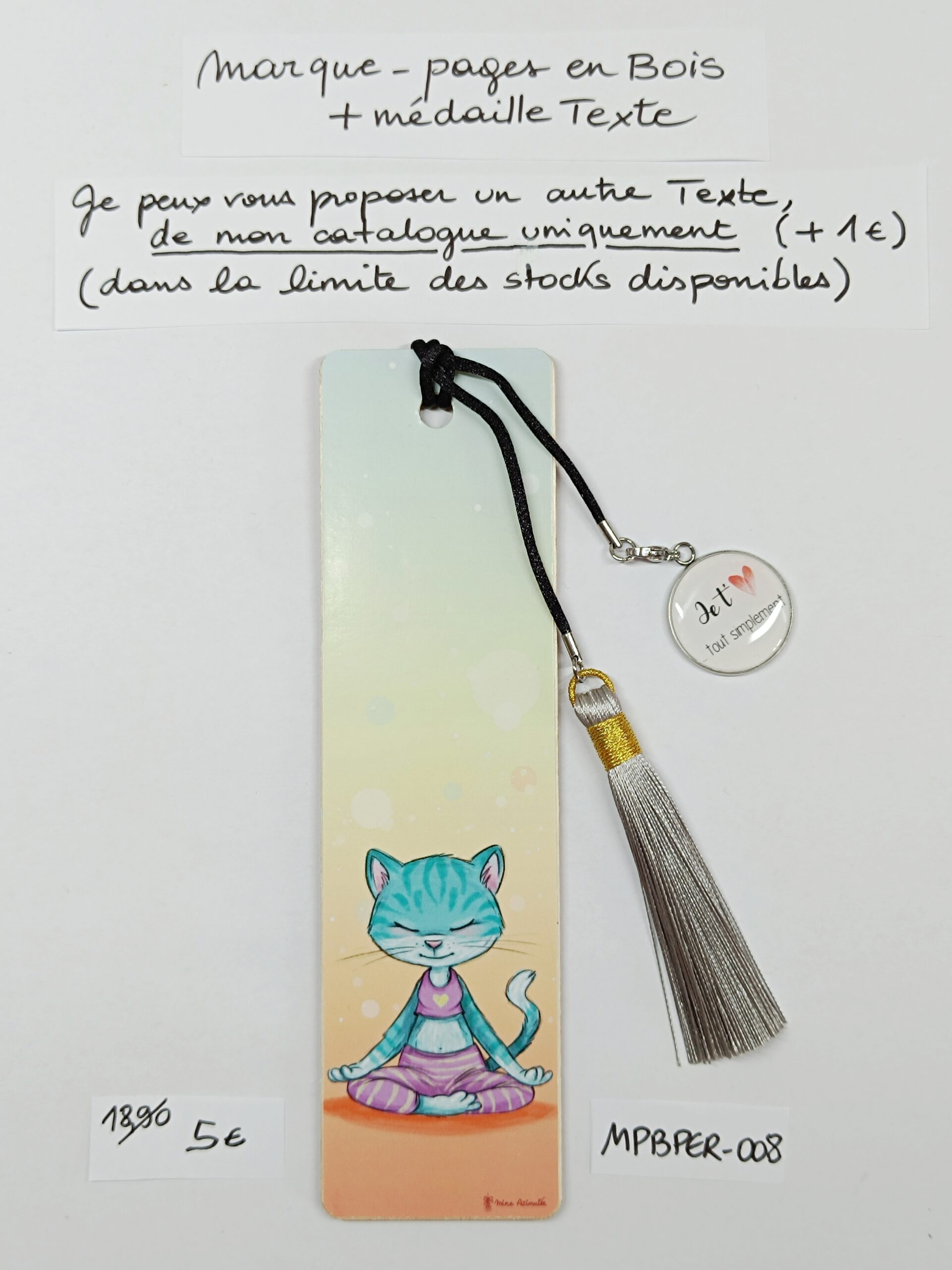MPBPER-008- Marque-pages Bois + médaille personnalisée
