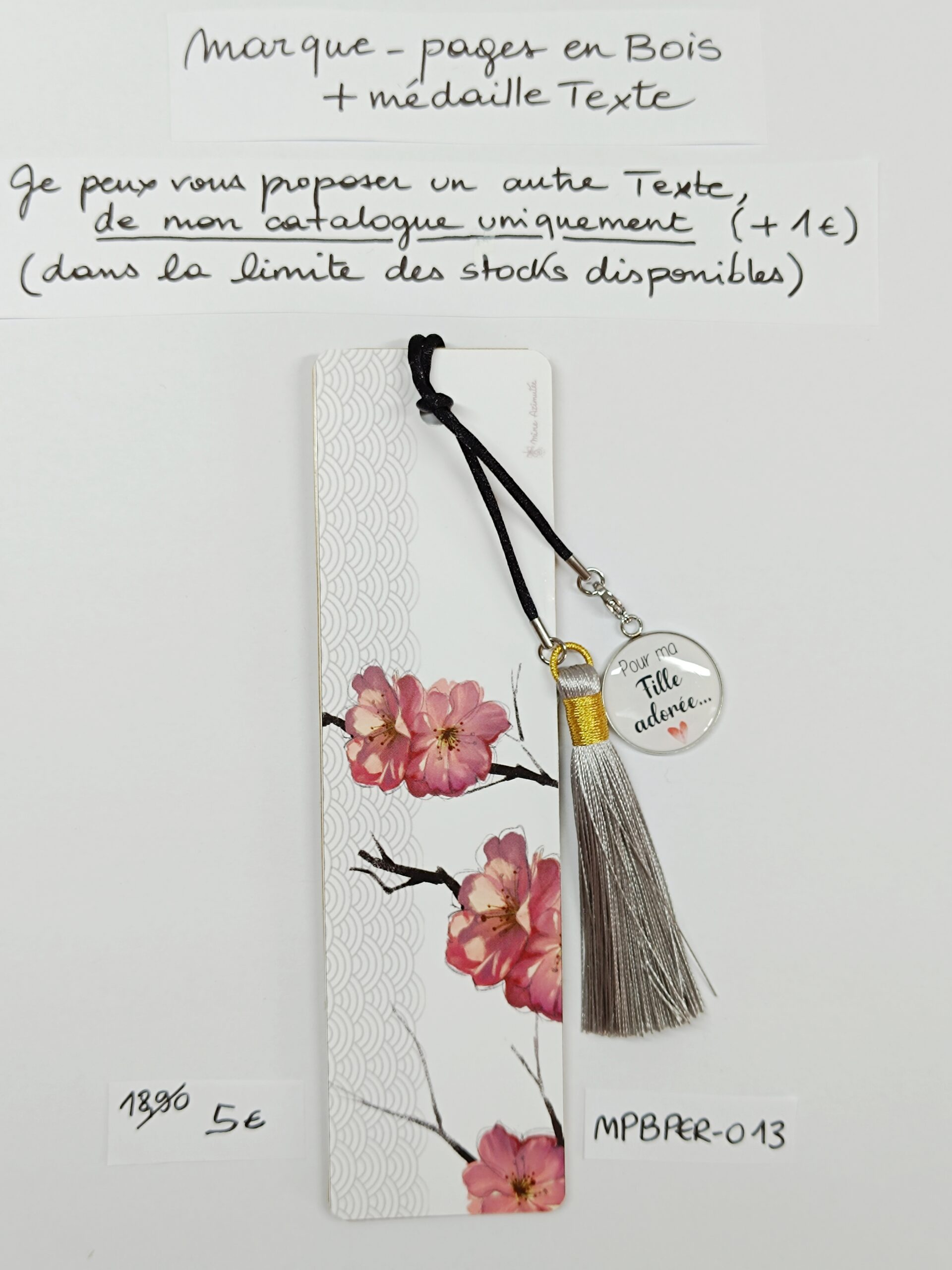 MPBPER-013- Marque-pages Bois + médaille personnalisée