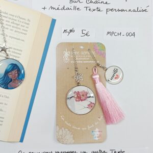MPCH-004- Marque-pages Chaine Acier Inoxydable + médaille personnalisée