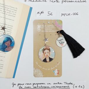 MPCH-006- Marque-pages Chaine Acier Inoxydable + médaille personnalisée