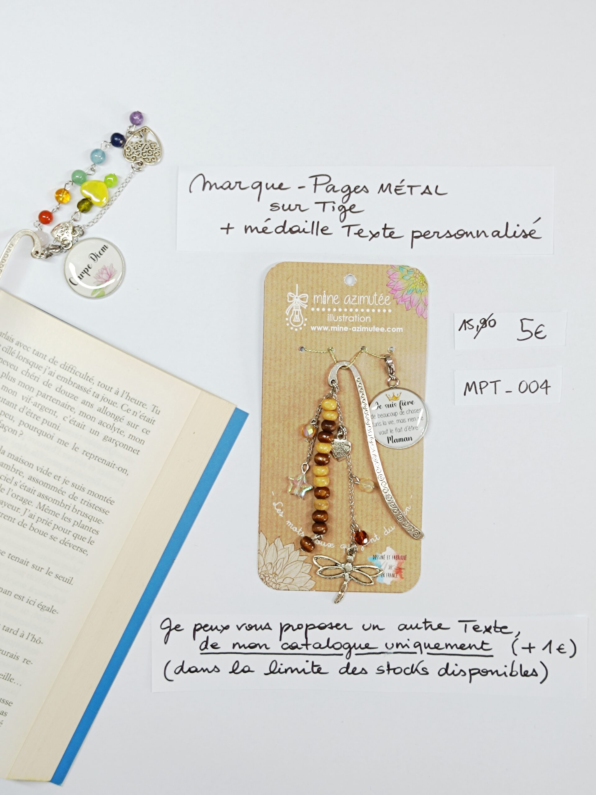 MPT-004- Marque-pages Tige + médaille personnalisée