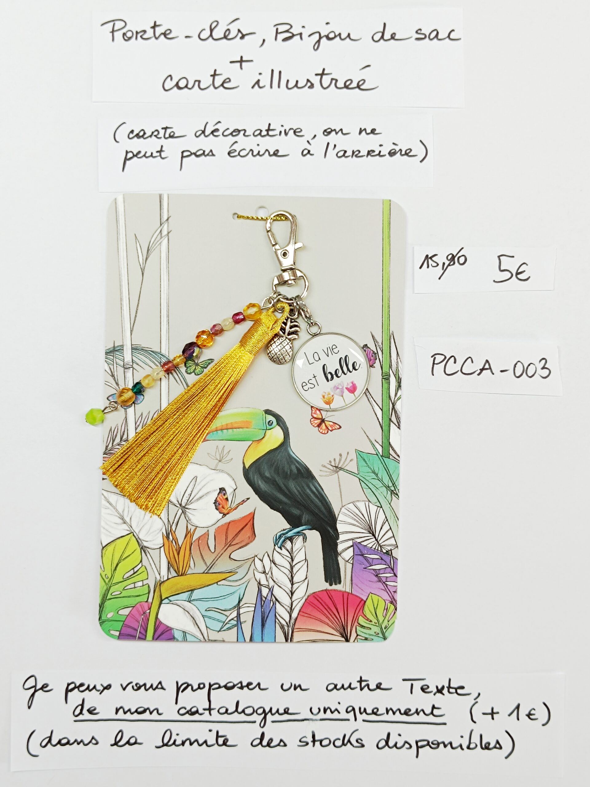 PCCA-003- Porte-clés personnalisé sur carte illustrée