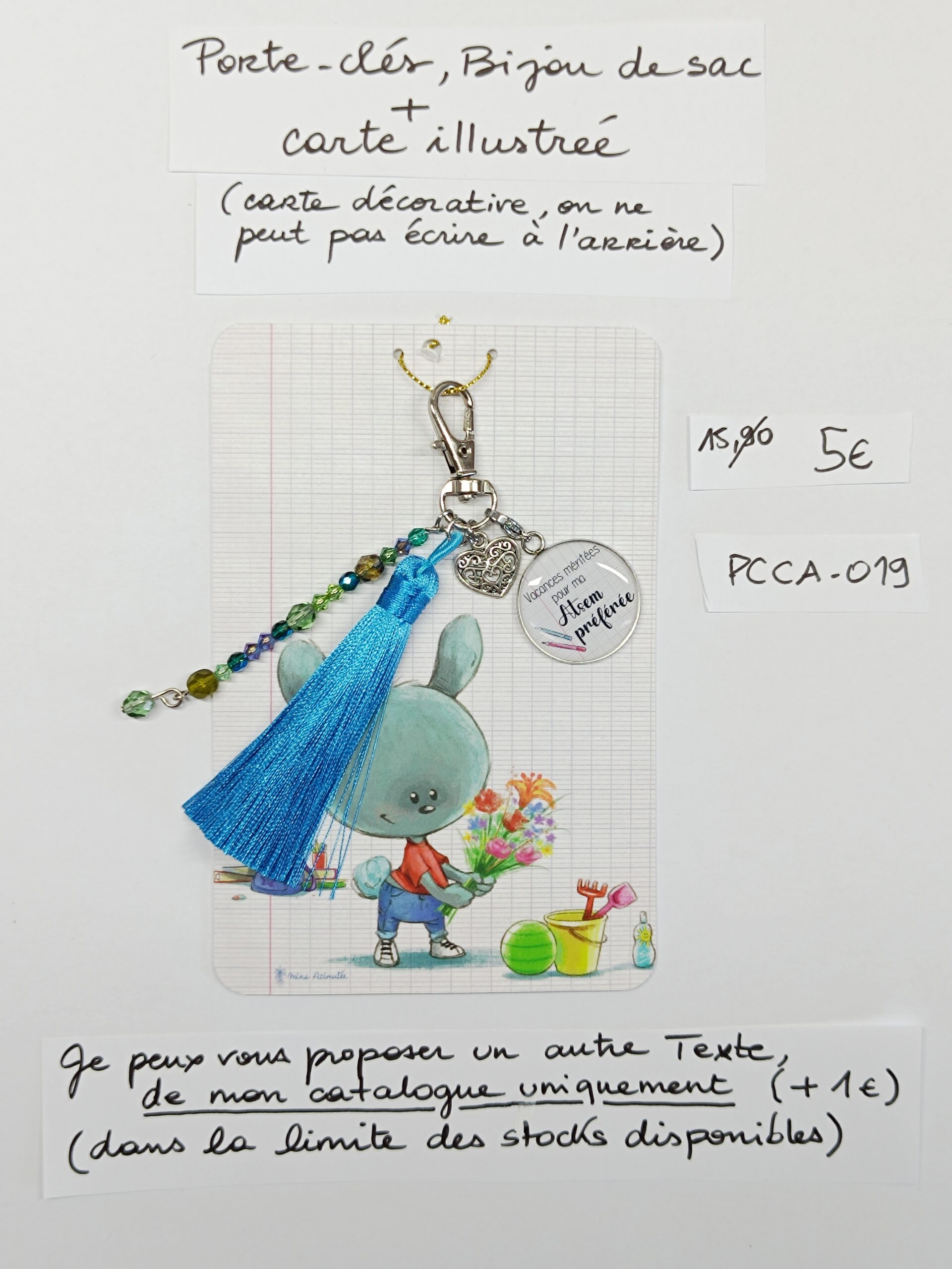 PCCA-019- Porte-clés personnalisé sur carte illustrée