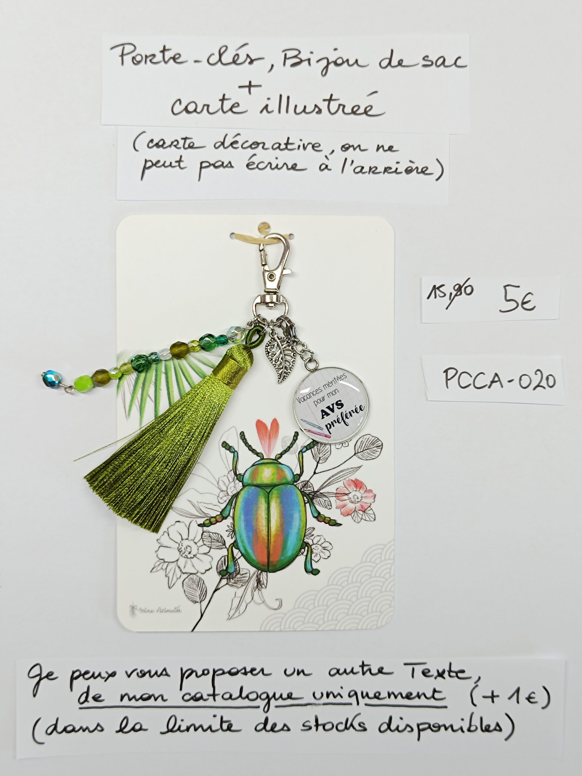 PCCA-020- Porte-clés personnalisé sur carte illustrée