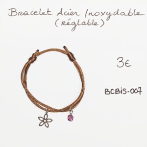 BCBIS-007- Bracelet cordon Acier Inoxydable et perle