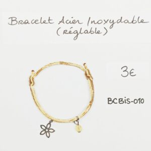 BCBIS-010- Bracelet cordon Acier Inoxydable et perle