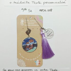 MPCH-008- Marque-pages Chaine Acier Inoxydable + médaille personnalisée