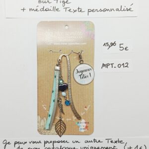 MPT-012- Marque-pages Tige + médaille personnalisée